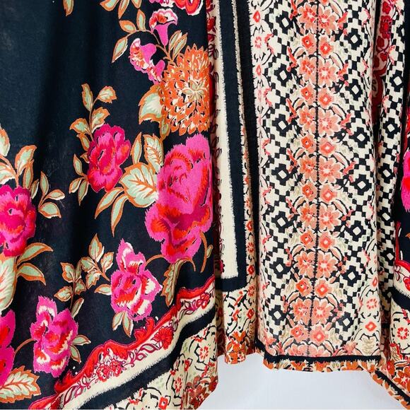 NEW Angie pink black red floral boho cropped open kaftan medium - Picture 5 of 7